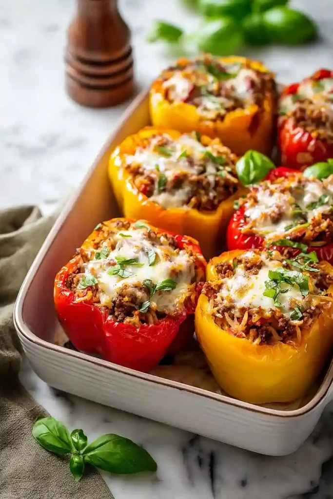Delicious Italian stuffed bell peppers filled with savory ingredients