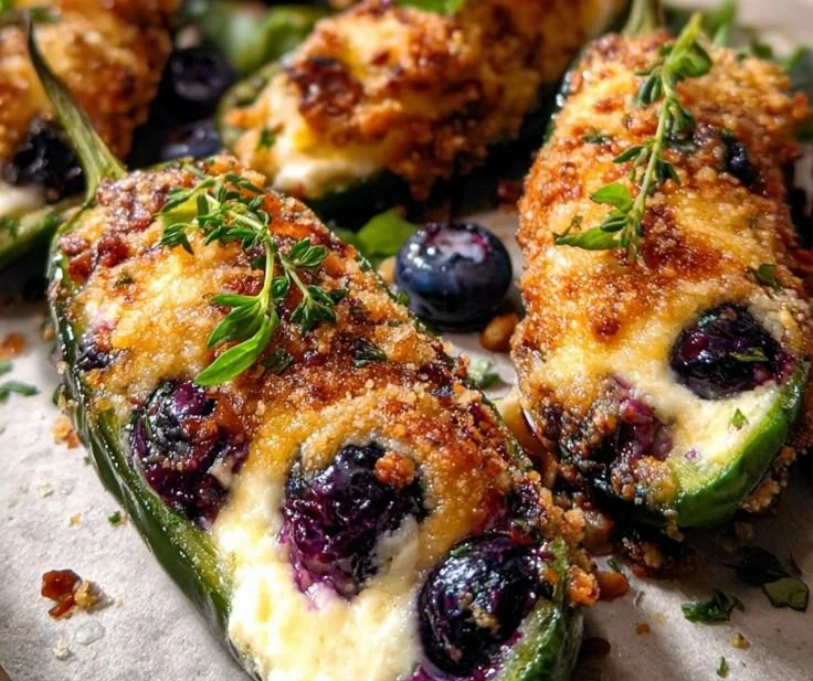 Blueberry brie poppers with jalapeño served on a plate