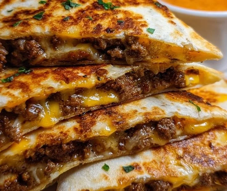 Cowboy Butter Smashed Beef Tortilla Melts served with toppings