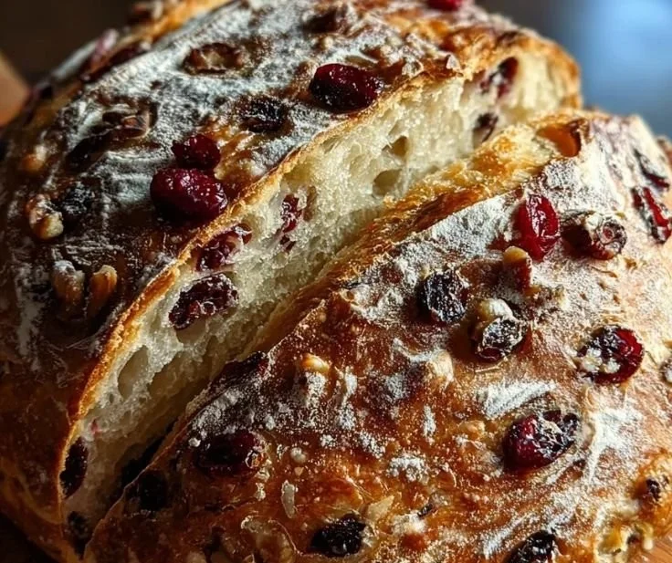 Cranberry Raisin Walnut Cinnamon Artisan Bread fresh out of the oven