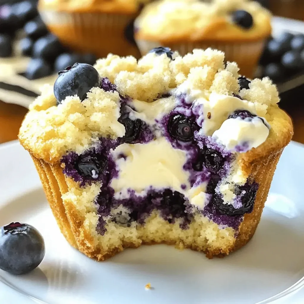Freshly baked delicious blueberry muffins on a wooden table