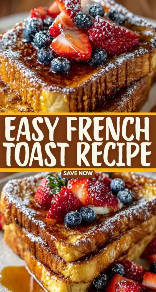 Deliciously golden French toast served with syrup and fresh berries