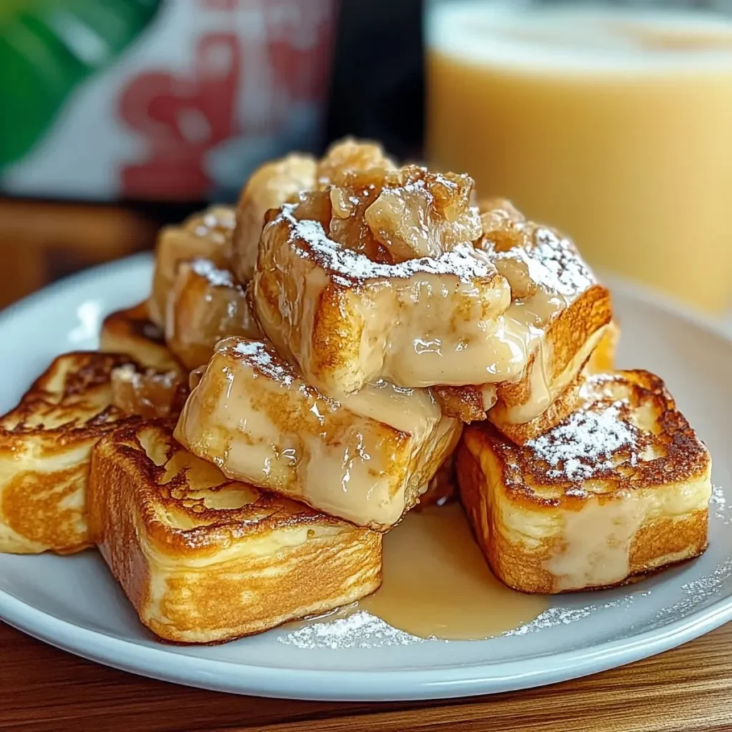 Delicious French Toast made with Hawaiian Rolls, garnished with syrup and fruit.