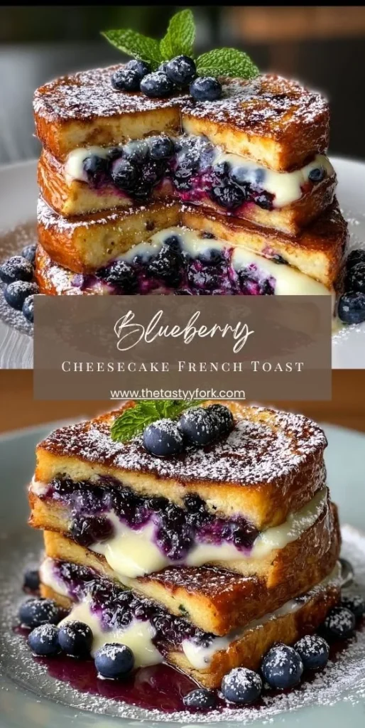 Delicious blueberry cheesecake stuffed French toast served on a plate