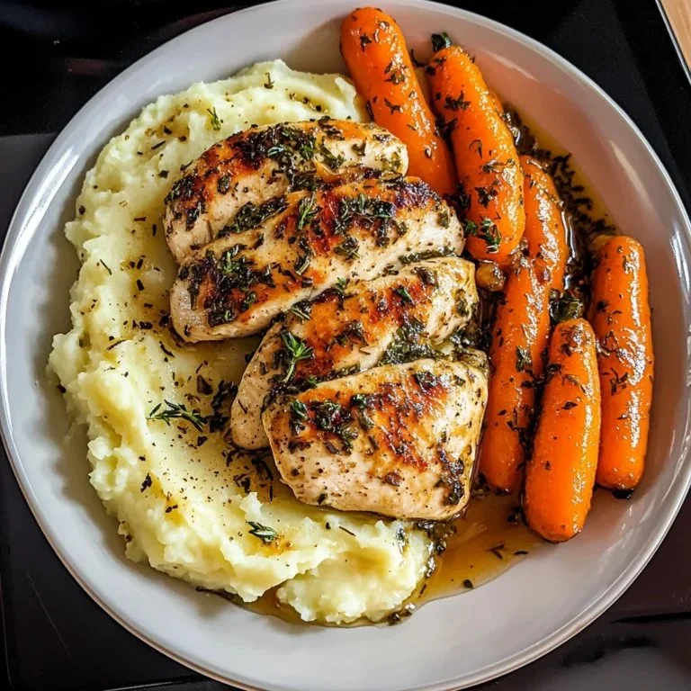 Delicious garlic herb chicken served with creamy mashed potatoes on a plate.