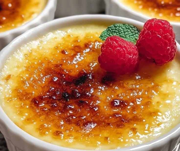 Delicious Lemon Crème Brûlée topped with a caramelized sugar crust