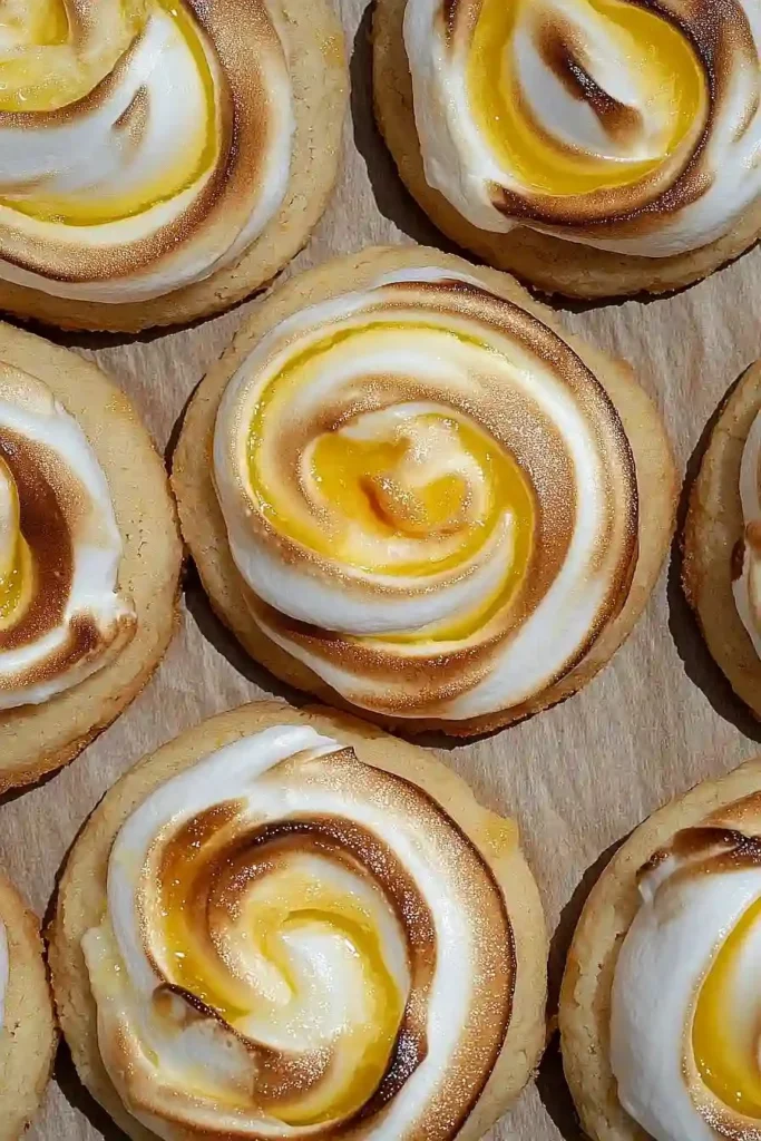 Lemon Meringue Pie Cookies with a lemon zest topping and fluffy meringue