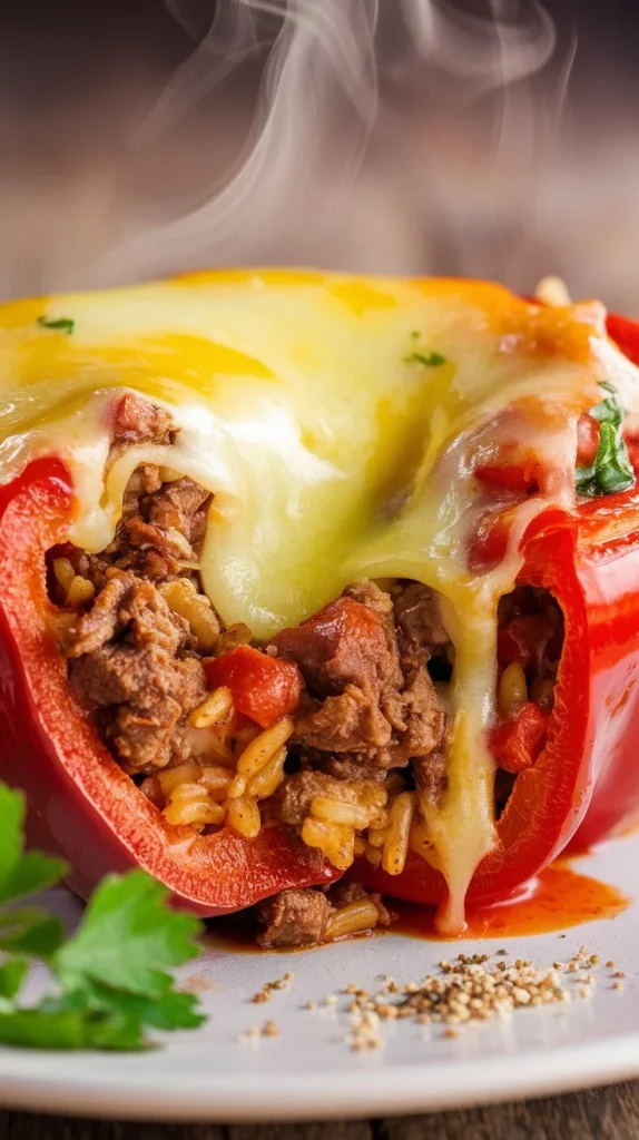 Quick and easy stuffed bell peppers ready to be served