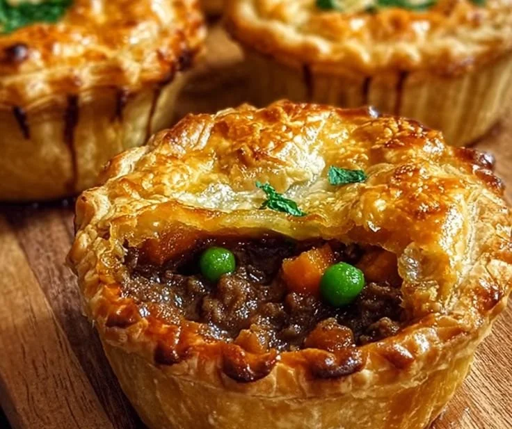 Savory Irish beef and sweet potato mini pies served on a plate