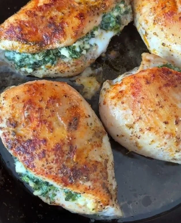 Spinach Feta Stuffed Chicken recipe with vibrant spinach and creamy feta cheese