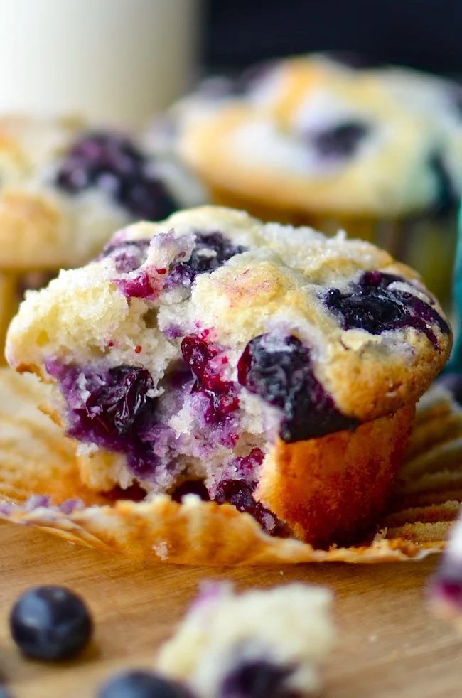 Delicious and fluffy blueberry muffins fresh out of the oven