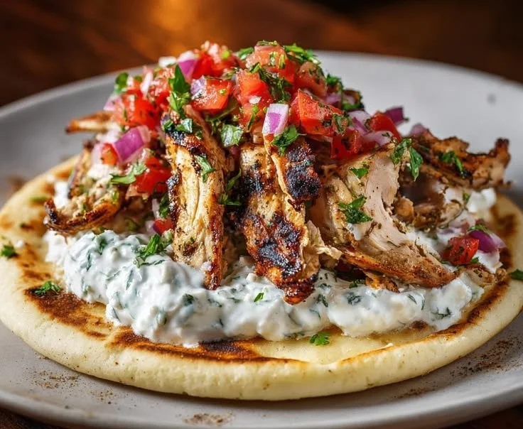 Delicious Greek Chicken Gyros served with fresh ingredients and warm pita bread
