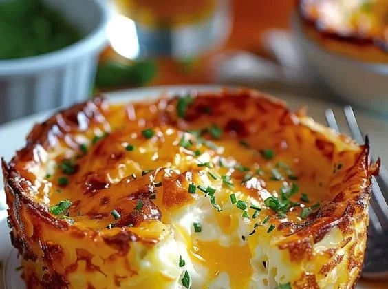 Delicious baked cottage cheese eggs served in a cozy dish