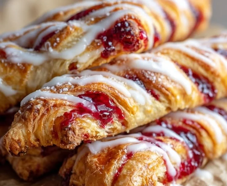 Freshly baked Berry Puff Pastry Twists on a cooling rack