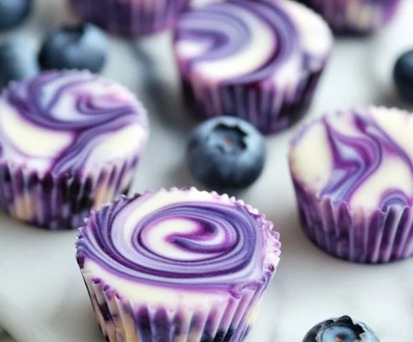 Blueberry swirl yogurt bites for a tasty and nutritious snack.