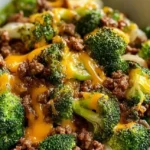 Delicious Cheesy Ground Beef with Broccoli in a savory dish