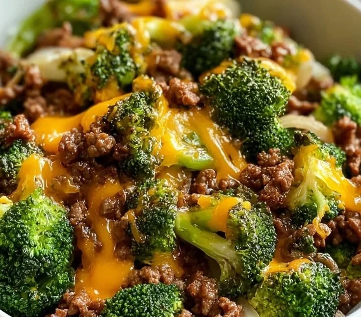 Delicious Cheesy Ground Beef with Broccoli in a savory dish