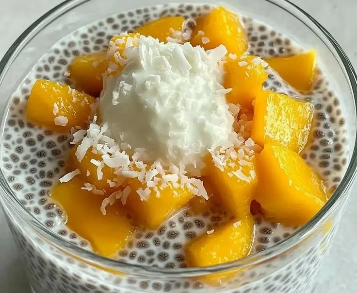 Delicious and healthy chia seed pudding served in a glass with toppings