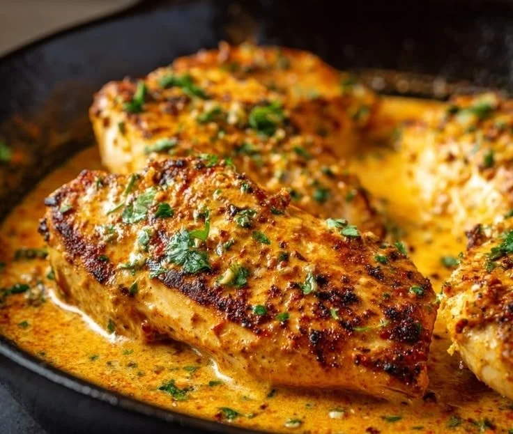 Delicious Chicken Fricassee cooked in a pressure cooker