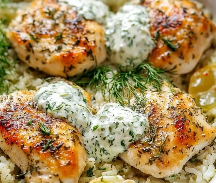 Delicious Chicken Tzatziki Casserole cooked in a pressure cooker.