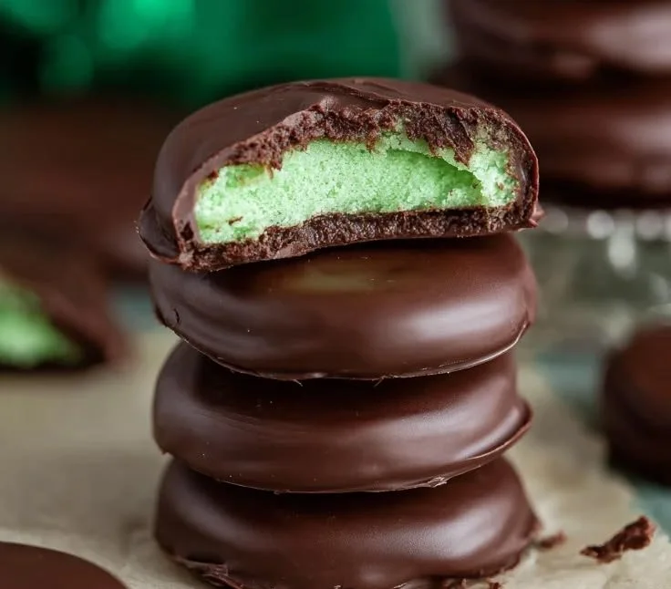Delicious homemade Chocolate Mint Patties on a plate