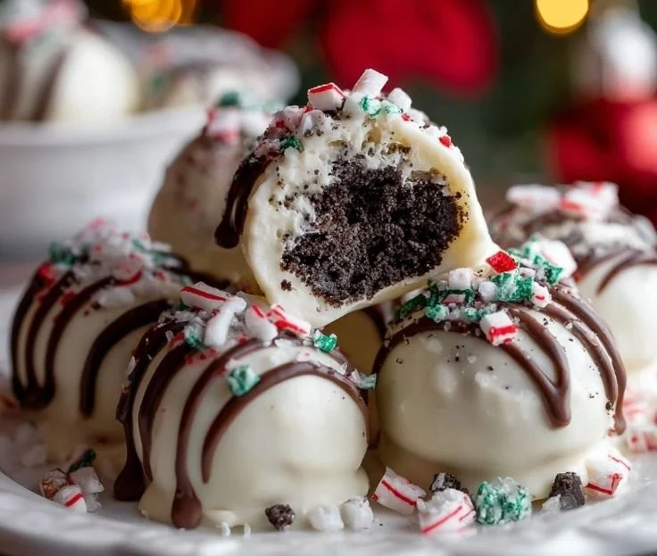 Delicious Christmas Oreo truffles decorated for the holiday season