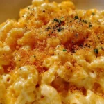 Delicious bowl of Crockpot Mac and Cheese with melting cheese and pasta