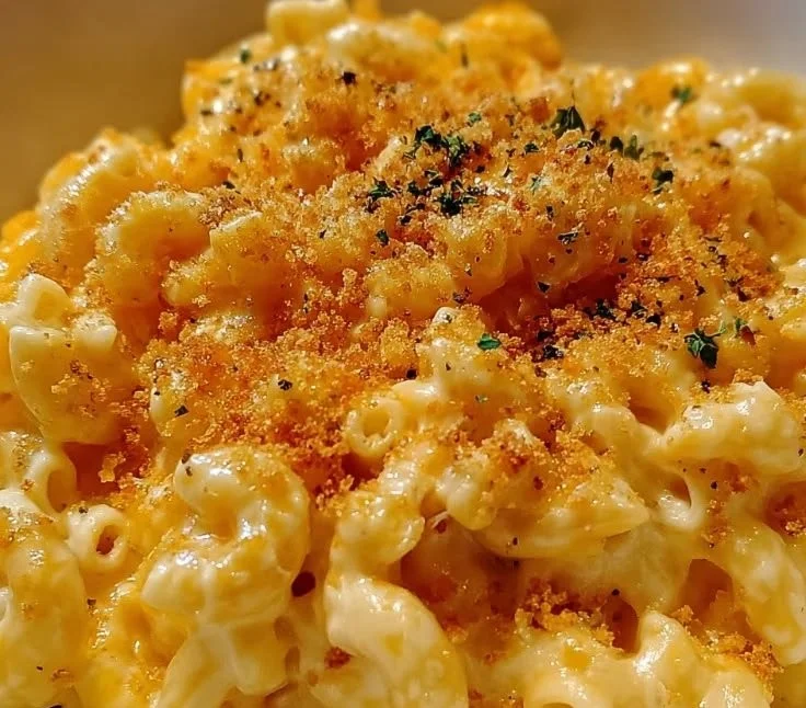 Delicious bowl of Crockpot Mac and Cheese with melting cheese and pasta