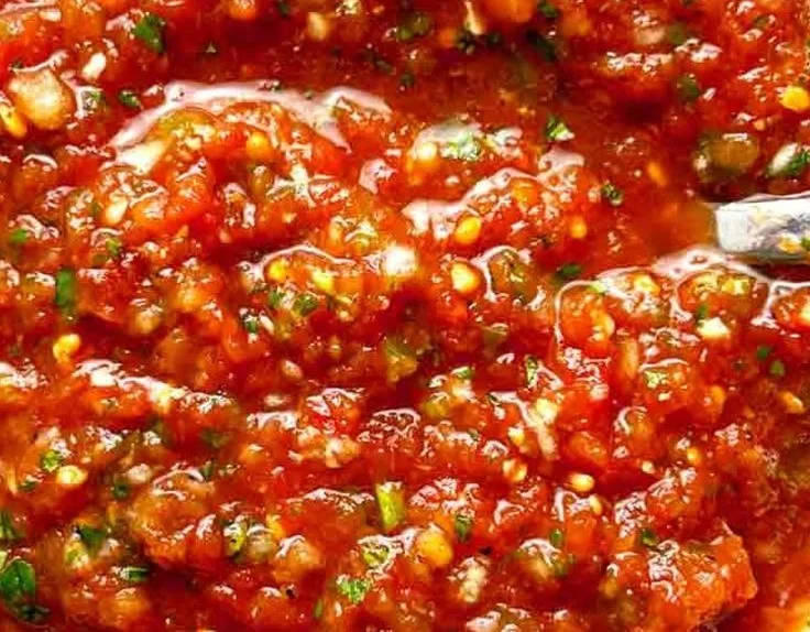 Easy homemade salsa recipe made with canned tomatoes in a bowl