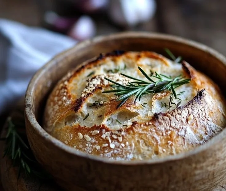 Easy roasted garlic and rosemary sourdough bread made from scratch