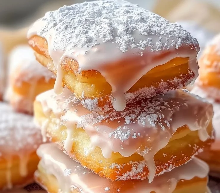 Glazed Buttermilk Beignet Squares served with a light glaze
