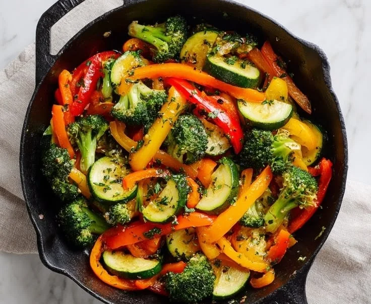 Colorful sautéed vegetables served as a healthy side dish