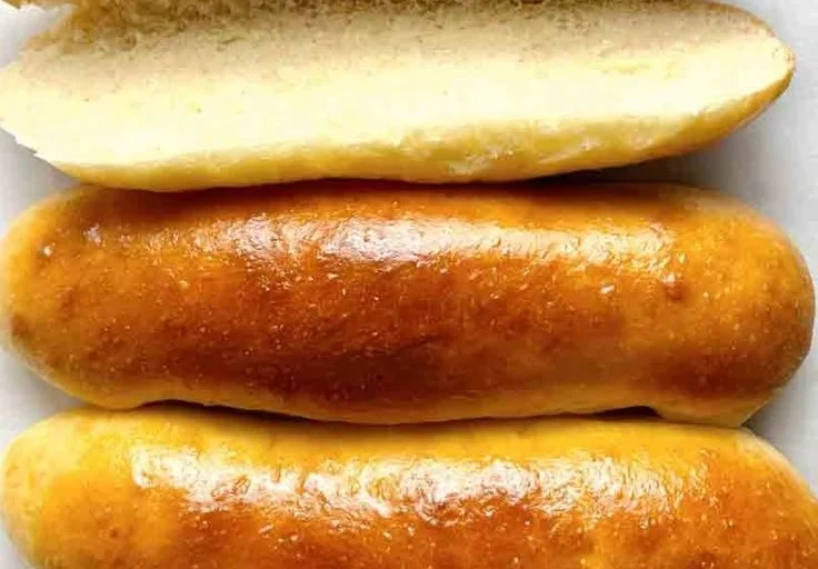 Homemade hot dog buns fresh out of the oven