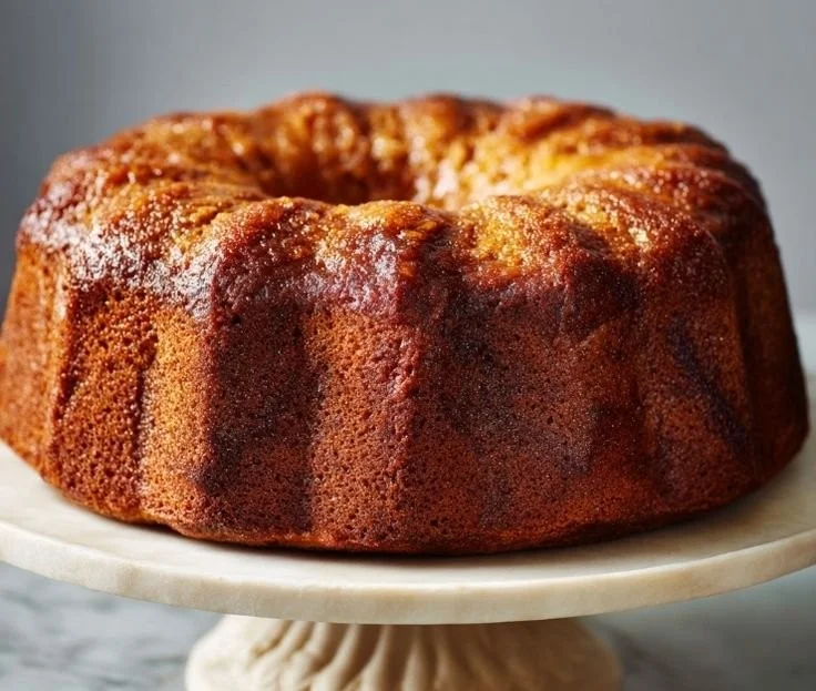 Slice of Olivia Walton's moist applesauce cake on a plate with a fork