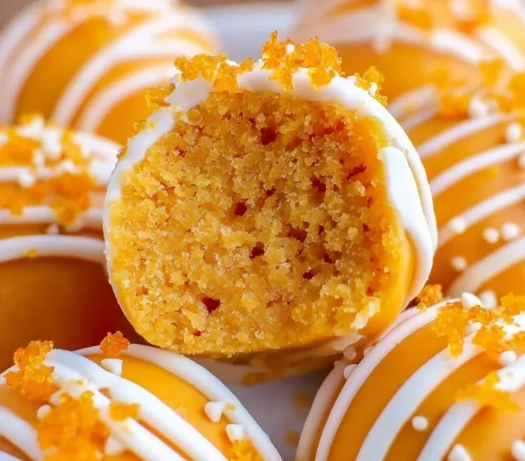 Delicious homemade orange truffles with a citrus chocolate coating