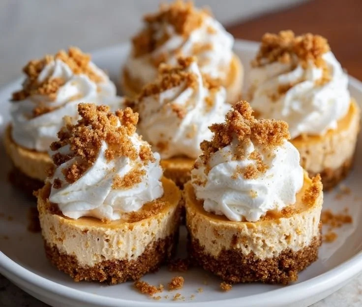 No-bake Pumpkin Cheesecake Bites served on a decorative plate