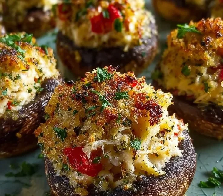 Delicious Ruth's Chris Crab-Stuffed Mushrooms appetizer
