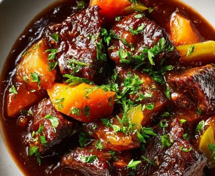 Delicious Slow Cooker Pepper Steak cooked with colorful vegetables and spices.