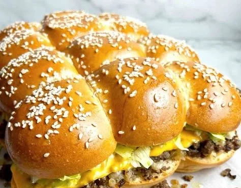Delicious Soft and Cheesy Big Mac Sliders ready to serve