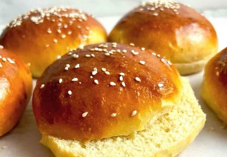 Homemade soft and fluffy burger buns fresh out of the oven