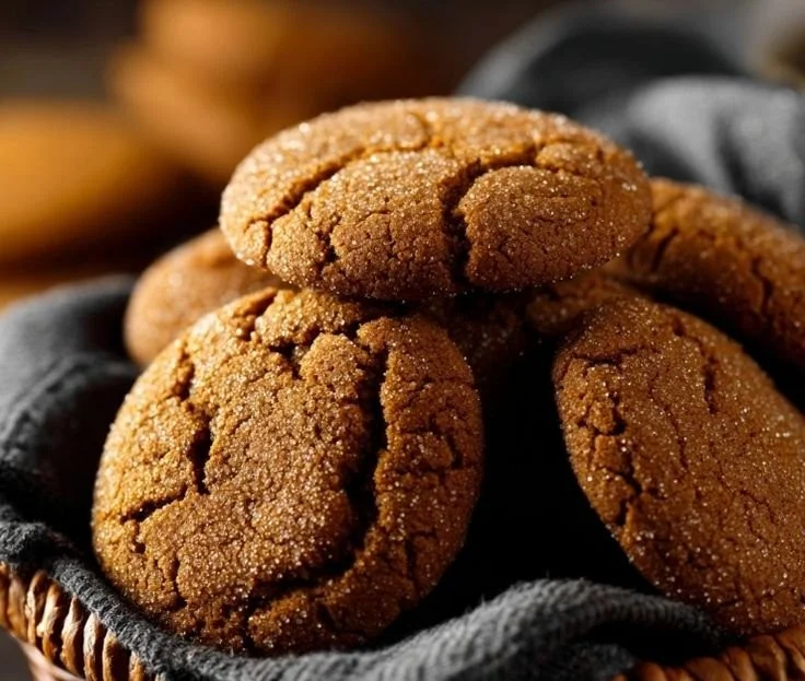 Delicious soft molasses cookies on a plate, perfect for holiday baking.