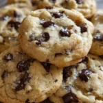 Freshly baked sourdough chocolate chip cookies on a cooling rack.