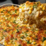 Delicious Street Corn Chicken Casserole with chicken, corn, and cheese