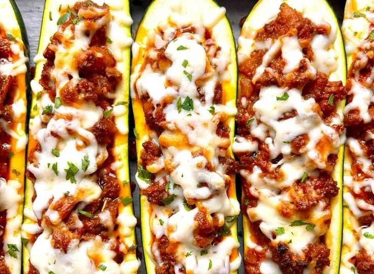 Stuffed zucchini boats recipe with flavorful filling and veggies