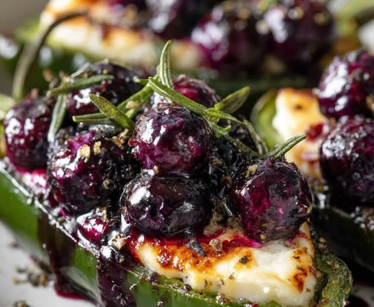 Delicious blueberry brie jalapeño poppers served on a platter for gatherings.