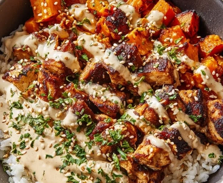 Vibrant Chicken Sweet Potato Bowl with fresh ingredients for a healthy meal