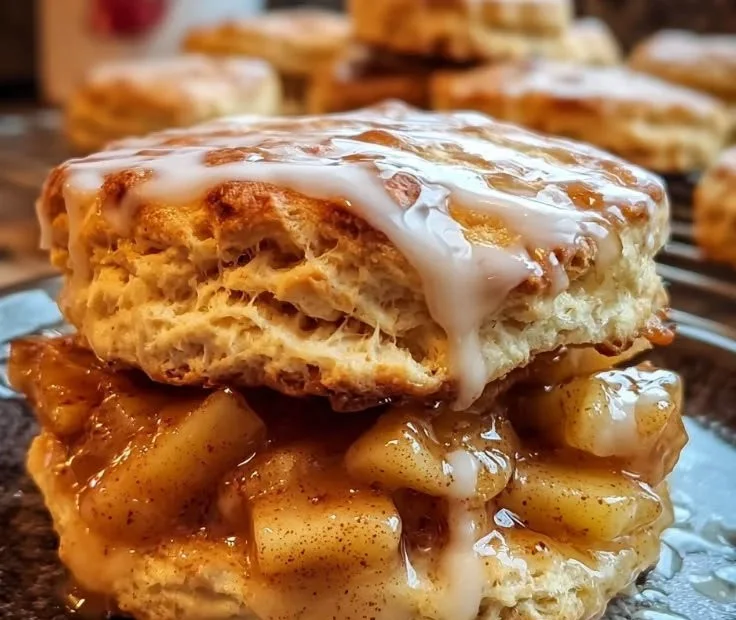 Delicious Apple Pie Biscuit Sandwiches on a plate with fresh ingredients