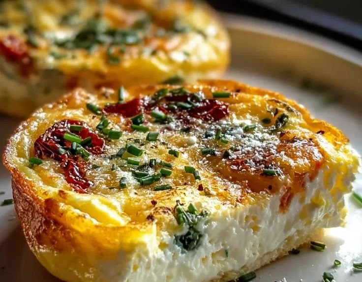 Baked cottage cheese eggs served in a bowl, ideal for a healthy breakfast.