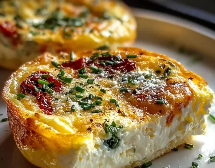 Baked cottage cheese eggs served on a plate for a healthy breakfast.