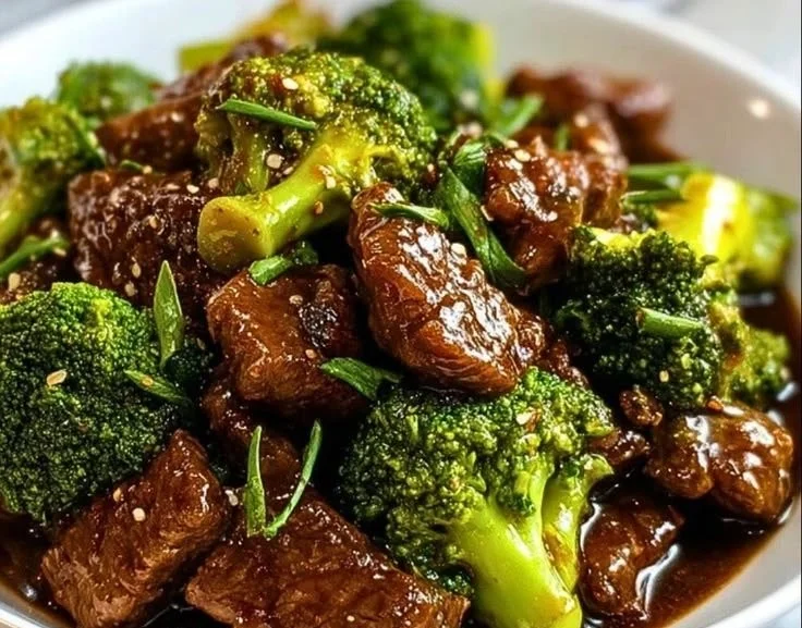Delicious Beef and Broccoli stir-fry served with steamed rice